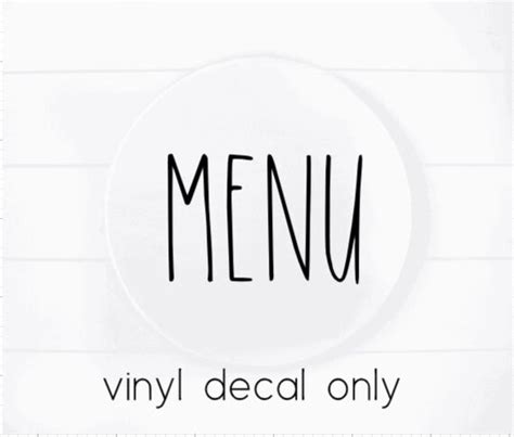Menu Decal Vinyl Decal Only Decal For Menu Sign Etsy
