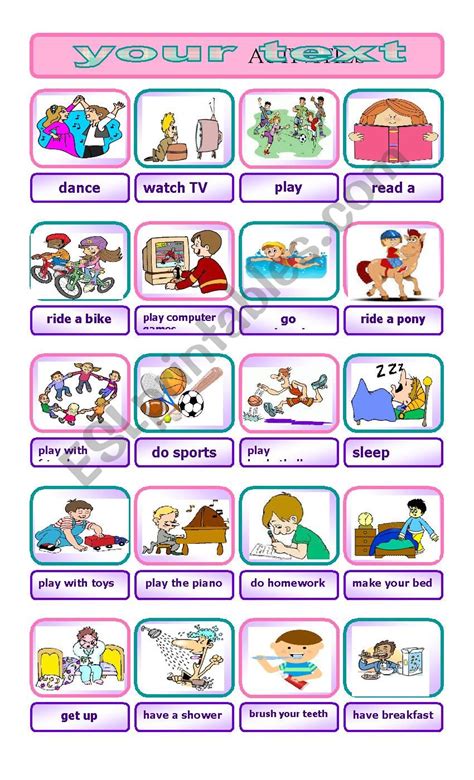 Activities Pictionary Esl Worksheet By Anjak7