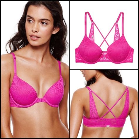 victoria s secret intimates and sleepwear new vs pink strappy lace pushup bra 34c poshmark
