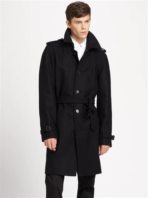Shop from our mens black raincoat,mens long black trench coat and the selection of classic belted coats for men, mens trench coat sale available in long black trench coats have remained one of the most functional garment for almost 100 years. Burberry Wool Single Breasted Trench Coat in Black for Men ...