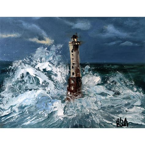 Lighthouse Ascape Artwork Original Painting Etsy
