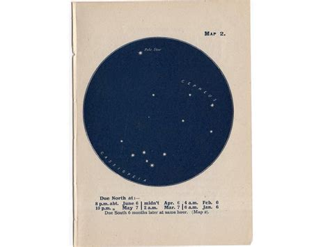 C 1944 Cassiopeia Constellation Star Map Lithograph Etsy