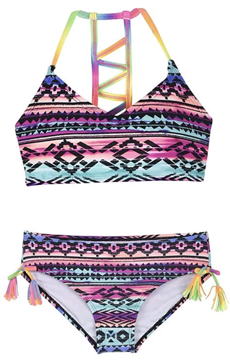 Girls Strappy Bikini Set Two Piece Swimsuits Side Tie Hipster Swimwear
