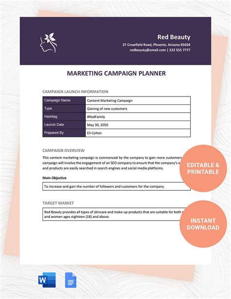 Free Marketing Campaign Word Template Download