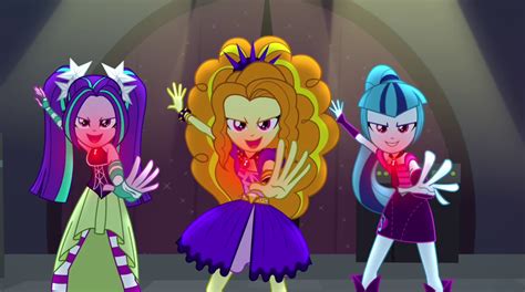 The Rainbooms The Dazzlings And Sunset Shimmer Welcome To The Show