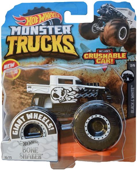 Hot Wheels Monster Trucks Bone Shaker 16 75 2 6 Black White