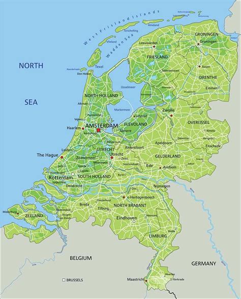 Los países bajos (nombre local, koninkrijk der nederlanden) son un estado de europa occidental, a orillas del mar del norte, entre bélgica y alemania.su nombre, nederlanden (tierras bajas) se debe a que una parte del norte y oeste del territorio del país se encuentra por debajo del nivel del mar. Holanda y los Países Bajos en mapas politicos fisicos y mudos