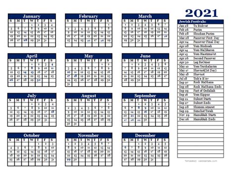 Jewish Calendar 2021 Pdf