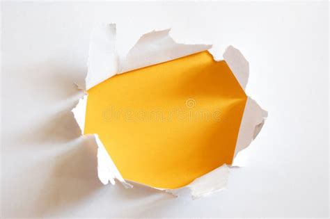 Yellow Hole In Paper Stock Image Image Of Exploding Discovery 9606885