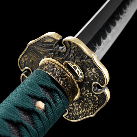 Green Katana Authentic Japanese Sword T10 Folded Clay Tempered Steel