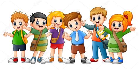 Happy School Kids Cartoon — Stock Vector © Dualoro 159217640