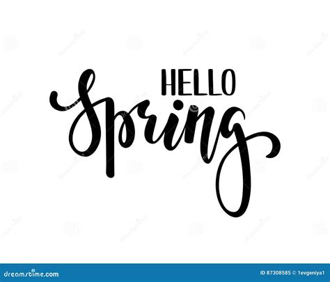 Hello Spring Hand Drawn Calligraphy And Brush Pen Lettering Stock