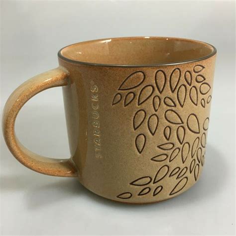 Starbucks Brown Engraved Leaves Coffee Mug 14 Oz 2013 New Stackable