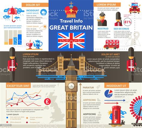 Great Britain Travel Info Poster Brochure Cover Template Stock