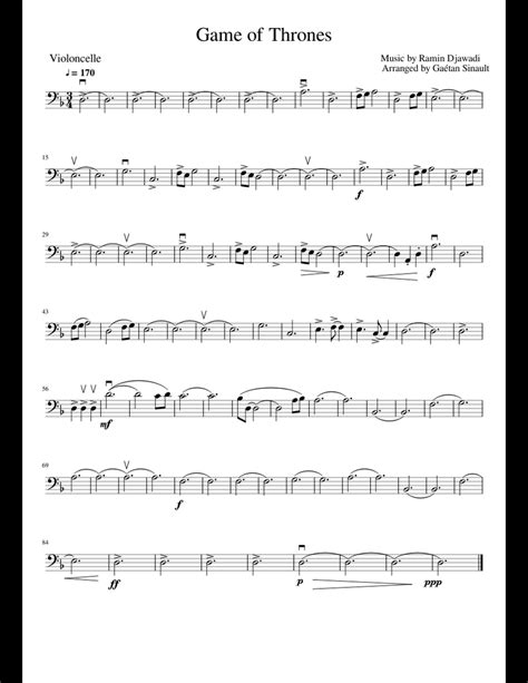 No annoying ads, no download limits, enjoy it and don't forget to bookmark and share the love! Game of Thrones Violoncelle sheet music for Cello download ...