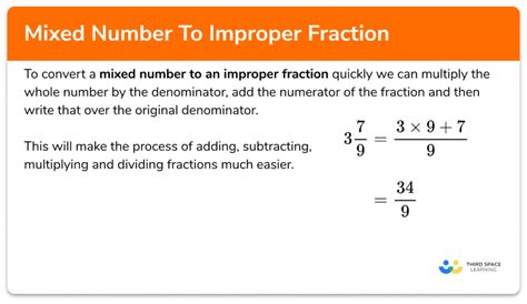 Mixed Number To Improper Fraction Gcse Maths Guide