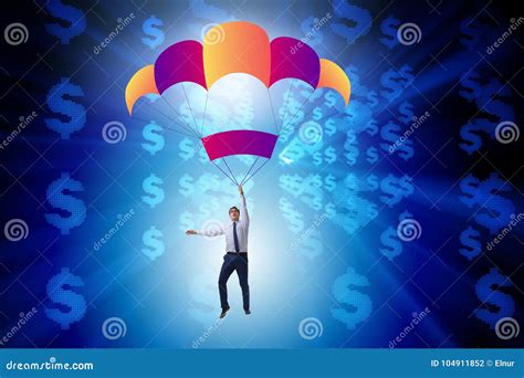 The Businessman In Golden Parachute Concept Stock Illustration