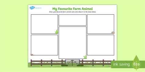 My Favourite Farm Animal Writing Frame Worksheet Twinkl