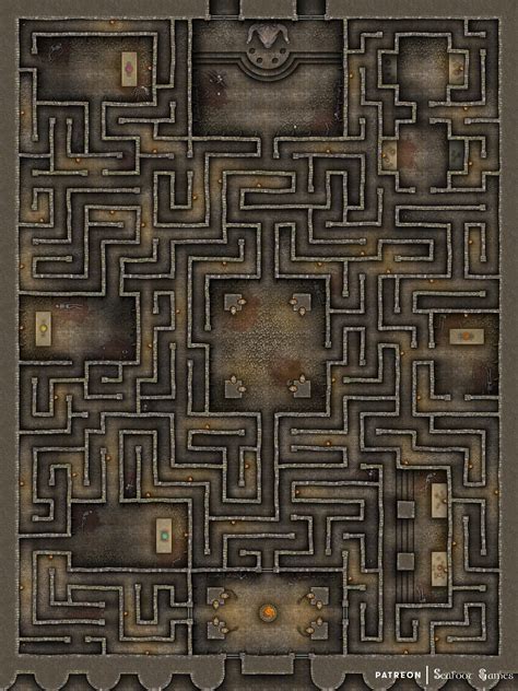 Minotaurs Maze 40x30 Dandd Battlemap With Adventure Seafoot Games On