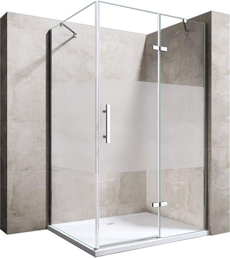 durovin bathrooms l shape rectangular frameless shower enclosure hinged door middle frosted