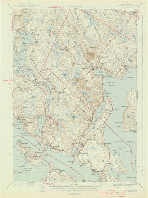 Blue Hill Maine 1944 1944 Usgs Old Topo Map Reprint 15x15 Me Quad