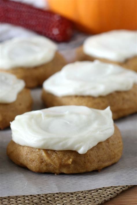 Old Fashioned Soft Pumpkin Cookies Frosted With Cream Cheese Icing A