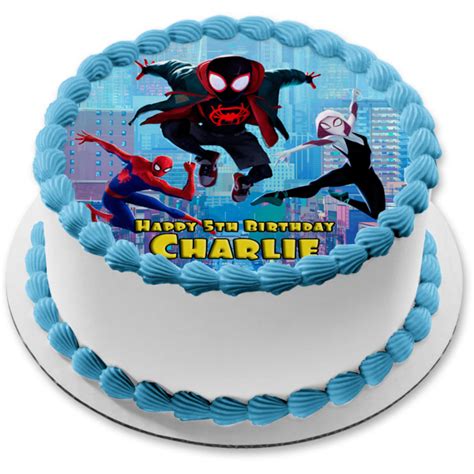 Miles Morales Peter Parker And Gwen Spider Verse Edible Cake Topper Im