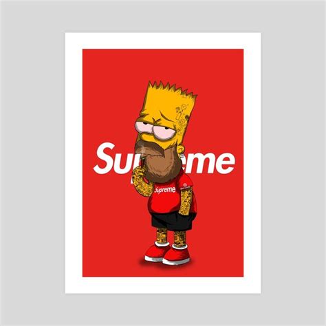 Supreme Bart Simpson By Ephrem Rokk Giclee Art Print Art Prints