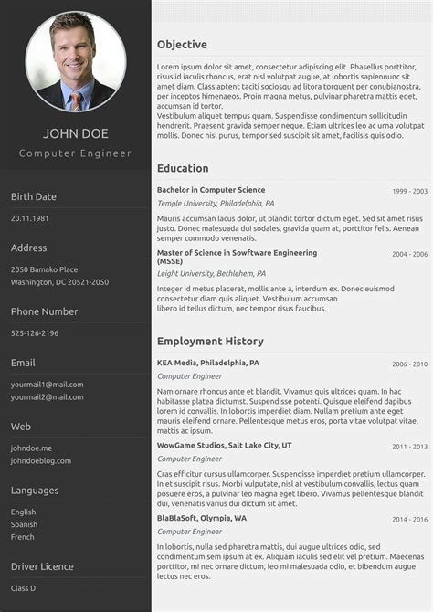A curriculum vitae (cv), latin for course of life, is a detailed professional document highlighting a person's education, experience and accomplishments. One Page Classical cv template form cvzilla.com Enjoy ...
