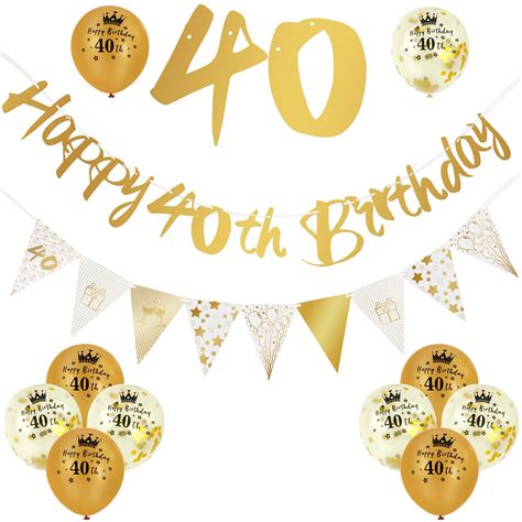Buy Adxco 12 Pieces 40th Birthday Decorations Kit Include Gold Happy