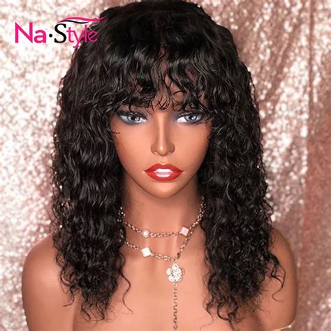 Water Wave Lace Front Wig Human Hair Wigs With Bangs Wet And Wavy Human Hair Wigs For Women