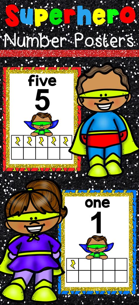 Superhero Theme Number Posters Classroom Decor 4 Sets Of Number