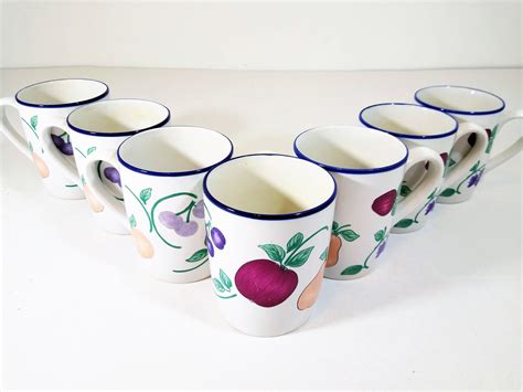 Princess House Orchard Medley Coffee Cups / Mugs set of 7 | Etsy