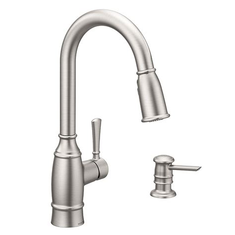 4 centreset faucets, 8 widespread faucets, single hole faucets, wallmount faucets. MOEN Noell 1-Handle Pull-Down Sprayer Kitchen Faucet with ...