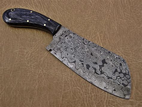 95 Hand Forged Rain Drop Pattern Damascus Steel Butcher Knife Meat