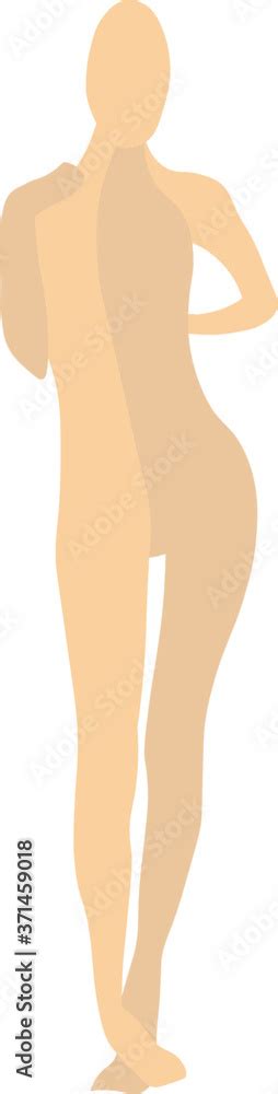 Vector Eps Illustration Of A Naked Woman Posing Beautiful Female Mannequin On White Background