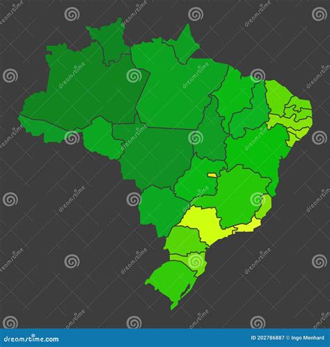 Brazil Population Heat Map As Color Density Illustration Stock