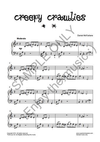 It starts ~ 2:45 (about 85 measure in on pg 5). Creepy Crawlies elementary piano sheet music pack for ...
