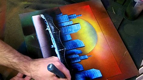 It can also end up looking like chalk or crayons. Simple Sunset Skyline - Spray Paint Art - YouTube