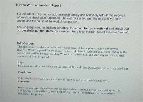 Solved How To Write An Incident Report It Is Important To