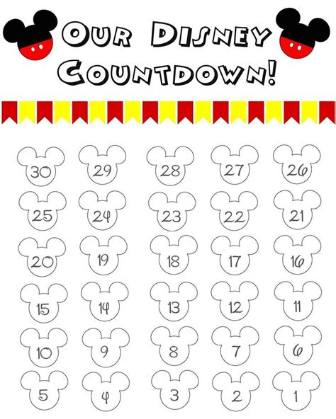 Disney Printable Countdown Calendar Calendar Printables