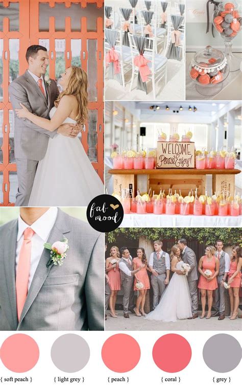 Peach Coral And Grey Wedding Palette Wedding Colors Wedding Palette