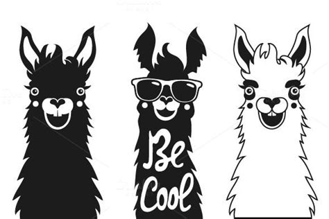 Funny Hipster Typography Llama Set Cartoon Clip Art Art Llama Drawing