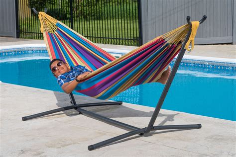 Vivere Double Hammock With Stand Combo Tropical Deal Brickseek