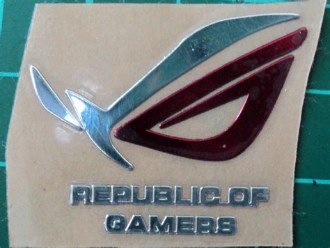 Asus Republic Of Gamers Rog Silverred Metal Case Sticker Badge Custom