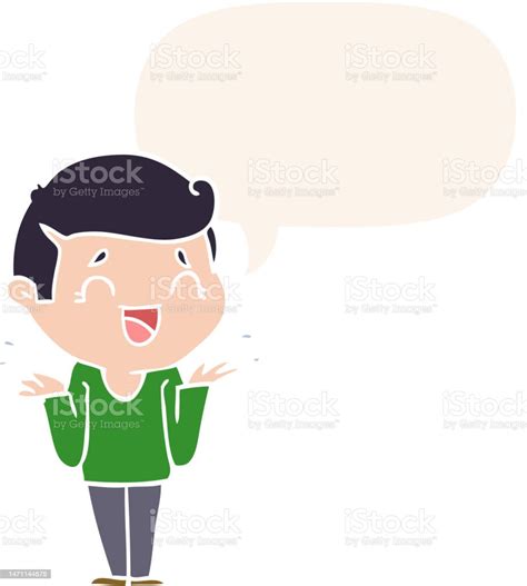 Cartoon Laughing Confused Man With Speech Bubble In Retro Style Stock