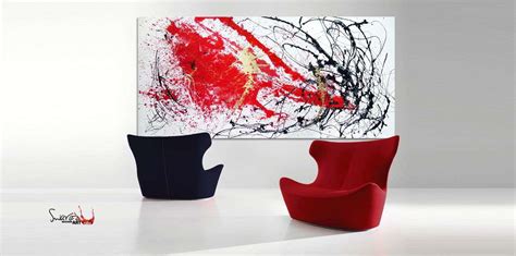 Large Red White And Black Abstract Art Original Painting