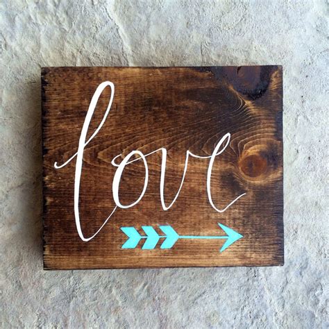 Custom Small Hand Painted Wooden Love Sign With Arrow