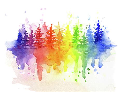 Rainbow Forest Painting By Olga Shvartsur Pixels Merch