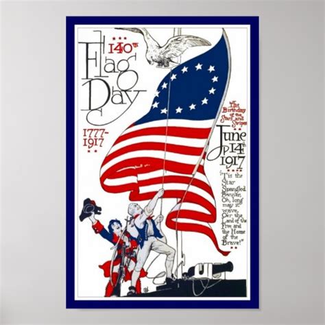 Poster Vintage Us Flag Day 1917 Zazzle